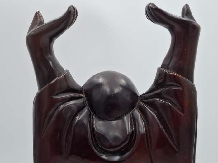 Large Vintage Happy Buddha - Beautiful Hand Carved in Rosewood - 45cm H - Great condition - Heavy !