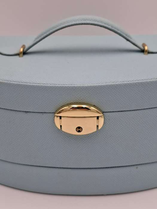 Jewellery box - Cara Mia - Light Blue Faux Leather with Canvas Interior