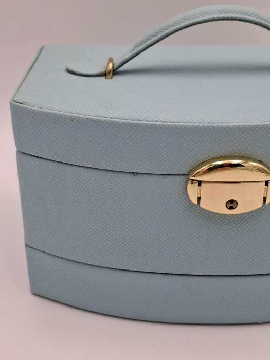 Jewellery box - Cara Mia - Light Blue Faux Leather with Canvas Interior