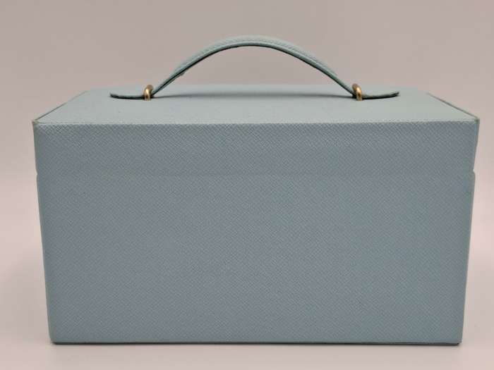 Jewellery box - Cara Mia - Light Blue Faux Leather with Canvas Interior