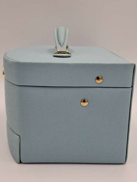 Jewellery box - Cara Mia - Light Blue Faux Leather with Canvas Interior