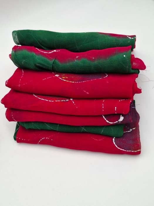 Red Colored Fabric Batch - Precut in Rectangular Shapes for Head Scarves - with Thread