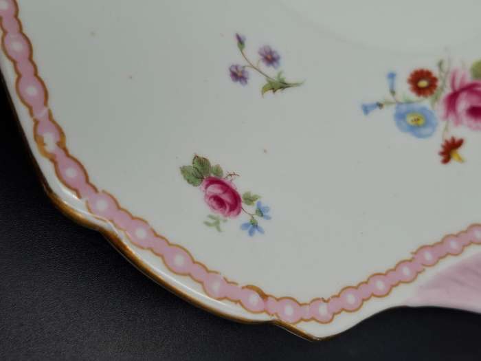 RARE Pair of Vintage Shelley Fine Bone Square Plates - Pink & Soft Green Edge