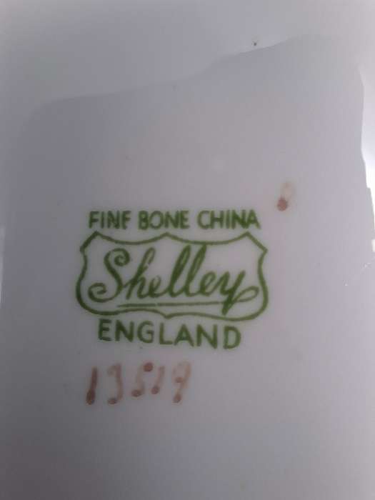 RARE Pair of Vintage Shelley Fine Bone Square Plates - Pink & Soft Green Edge
