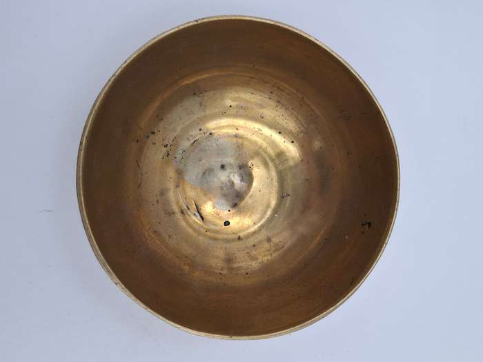 Brass Bowls Trio - Bowl with Engravings and Leaf Patterned Duo Trinket Holder with Base Plate