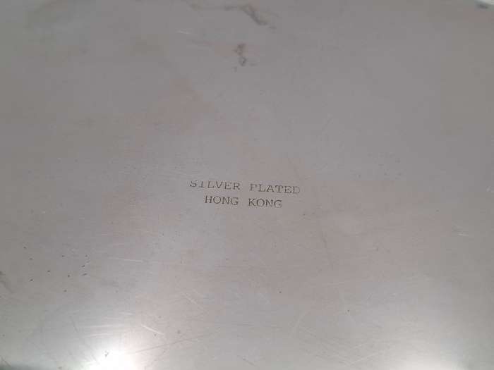 Vintage Silver Plated Scalloped Platter with Bud Shaped Vase