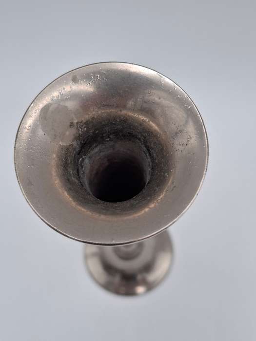 Vintage Silver Plated Scalloped Platter with Bud Shaped Vase