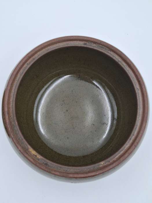 Vintage "Art Potteries" Storage Bowl with Lid - 16cm x 16cm - Olive Green & Chocolate - Stunning !