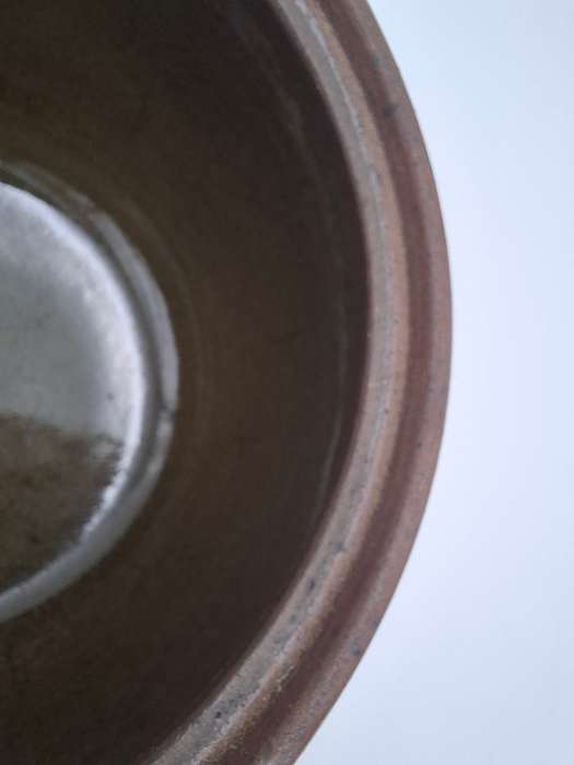 Vintage "Art Potteries" Storage Bowl with Lid - 16cm x 16cm - Olive Green & Chocolate - Stunning !