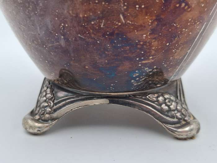 Vintage Silver Plated Pitcher with Embossed Ornate Design on the Handle and Base