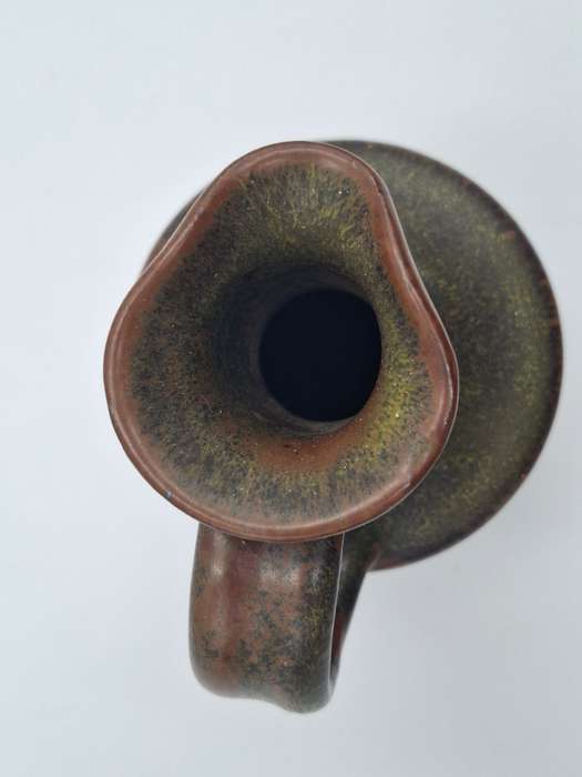 Vintage Glazed Pottery Jug - Deep Olive Green - For Olive Oil/Salad Dressing or Sauces - STUNNING !