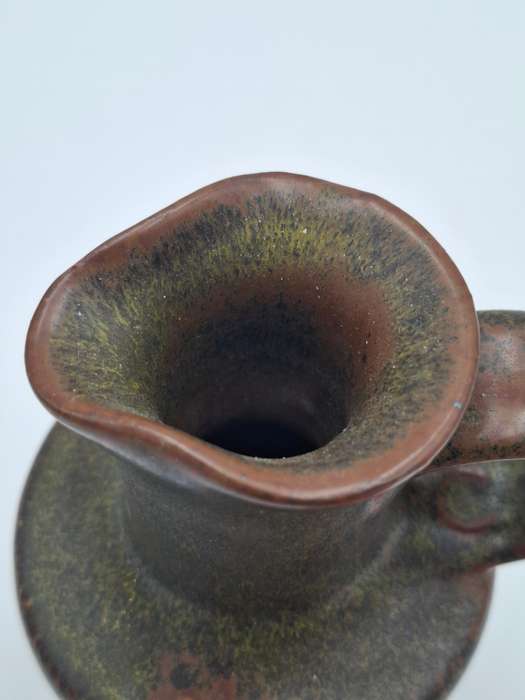 Vintage Glazed Pottery Jug - Deep Olive Green - For Olive Oil/Salad Dressing or Sauces - STUNNING !