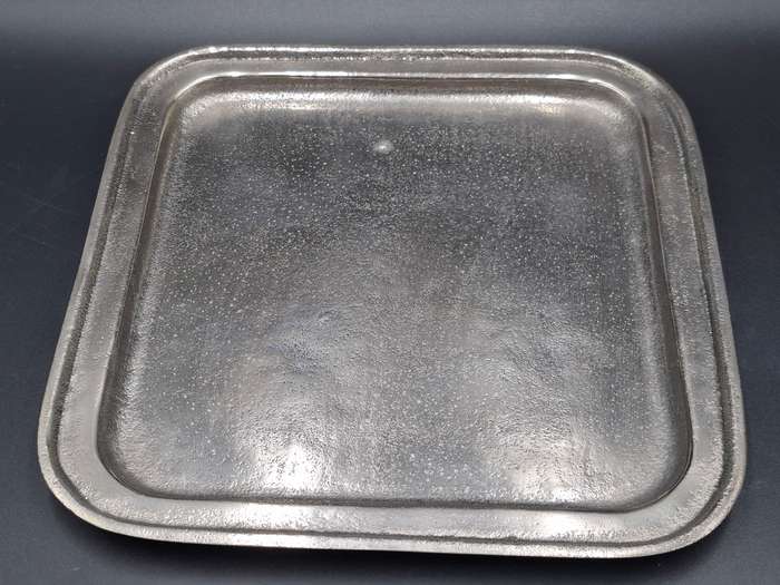 Pair of Rustic Heavy Cast Aluminium - Serving/Display Trays - 26.5cm L x 26.5cm W - made in Italy