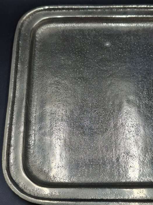 Pair of Rustic Heavy Cast Aluminium - Serving/Display Trays - 26.5cm L x 26.5cm W - made in Italy