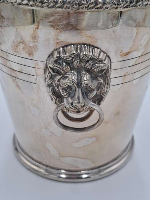 Vintage PH Vogel & Co Silver Plated Champagne Cooler - Detailed Lion's Head Ring Handles