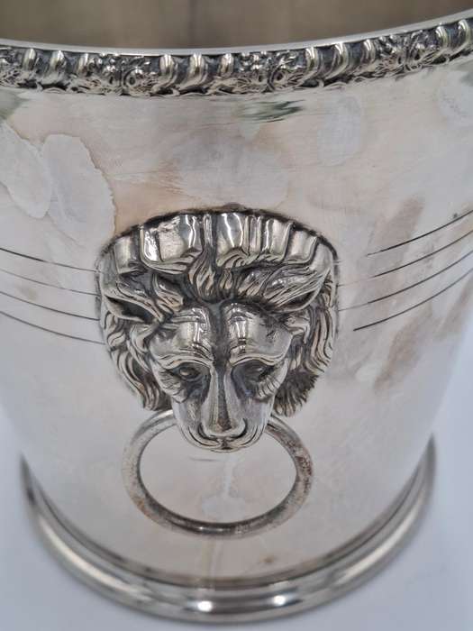 Vintage PH Vogel & Co Silver Plated Champagne Cooler - Detailed Lion's Head Ring Handles