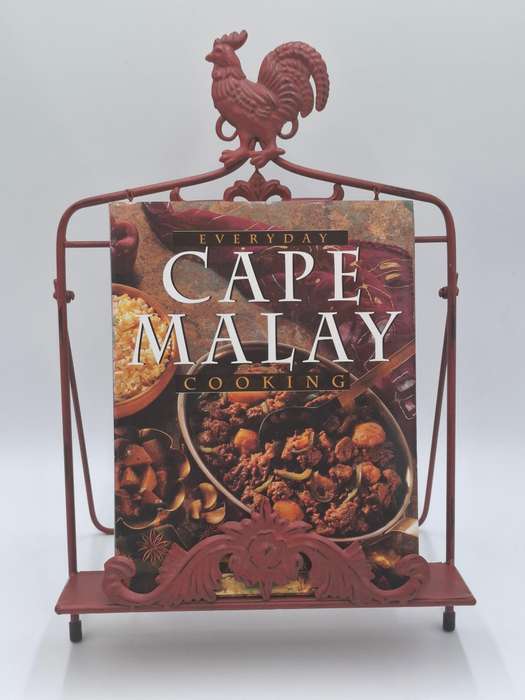 Vintage Red Rooster Metal Recipe Book Stand - Vibrant Colour - Lovely Boho Style