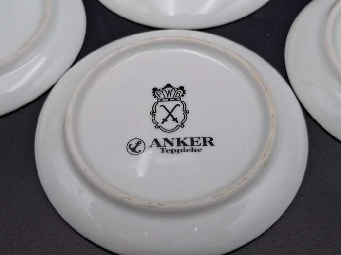 4 x Vintage Mini Porcelain Plates manufactured in Germany - featuring historical buildings in Duren
