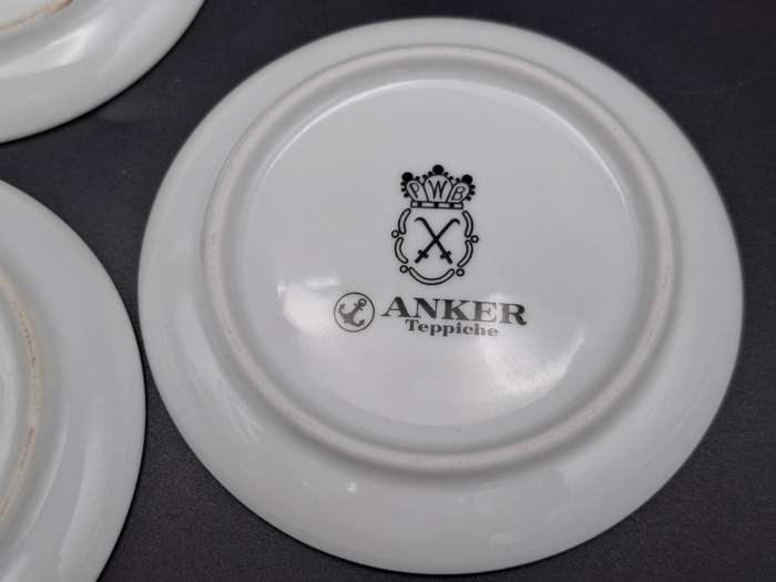 4 x Vintage Mini Porcelain Plates manufactured in Germany - featuring historical buildings in Duren