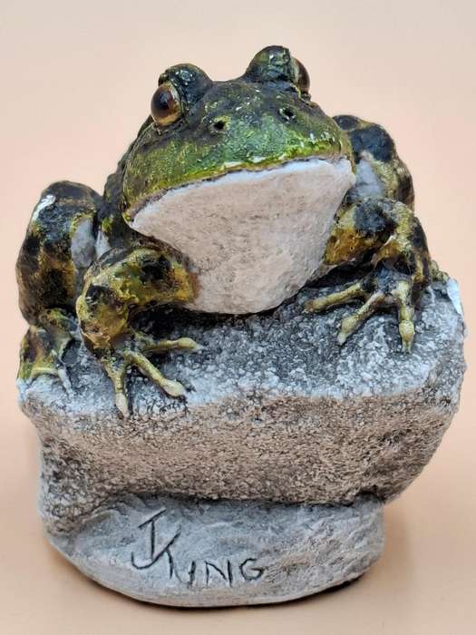 Vintage Hand Painted Resin Sculpture of A Toad - Artist James Kendall King c. 1980 to 1989