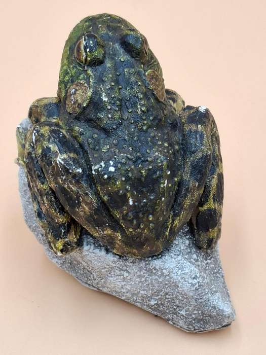 Vintage Hand Painted Resin Sculpture of A Toad - Artist James Kendall King c. 1980 to 1989