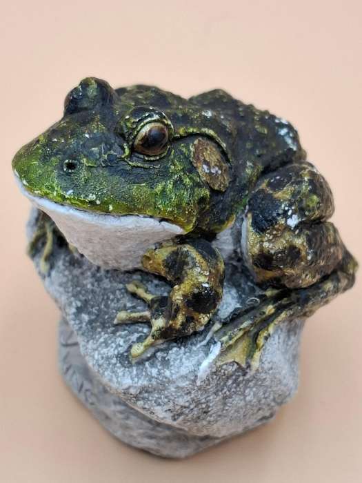 Vintage Hand Painted Resin Sculpture of A Toad - Artist James Kendall King c. 1980 to 1989