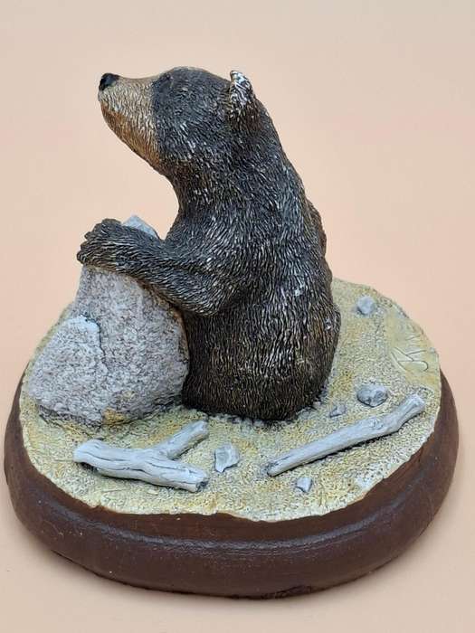 Vintage Hand Painted Resin Sculpture of A Bear - Artist James Kendall King c. 1980 to 1989