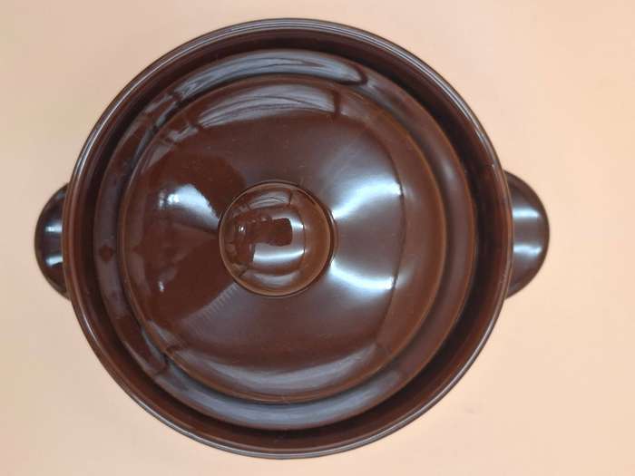 Vintage Glazed Terracotta Casserole Dishes - Brown Two Tone Duo - Oven Proof - Made in Japan