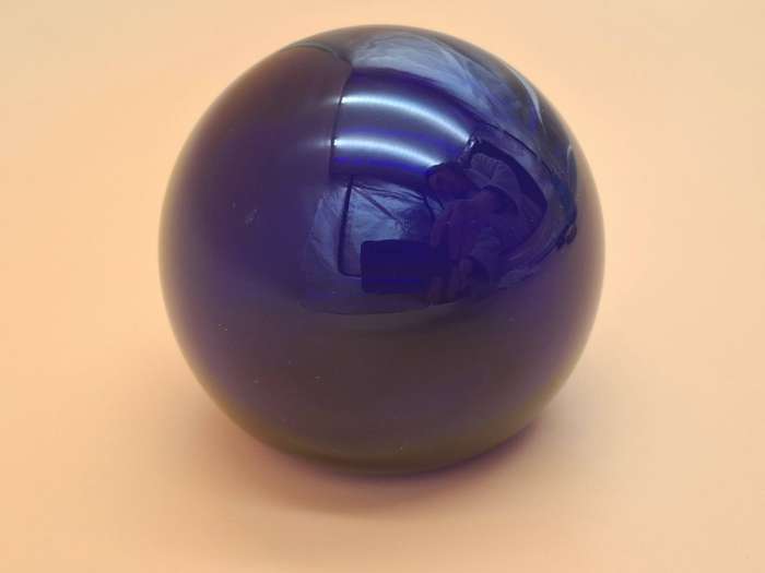Bristol Blue Glass Round Paperweight