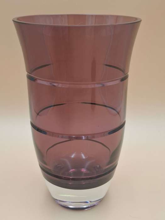 Hand crafted Circular Purple Glass Vase - manufactured by LSA Int in Poland