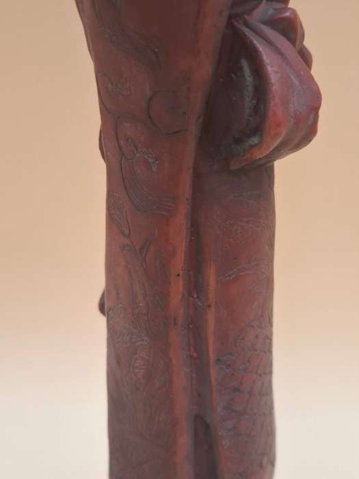 Vintage 1950's Carved Red Geisha Figurine - Intricate detail