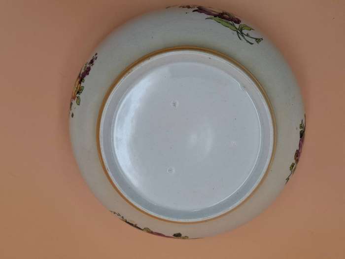 Vintage English EPNS Silver Plated Metal Rimmed Large Peach English Rose Bowl circa 1950's