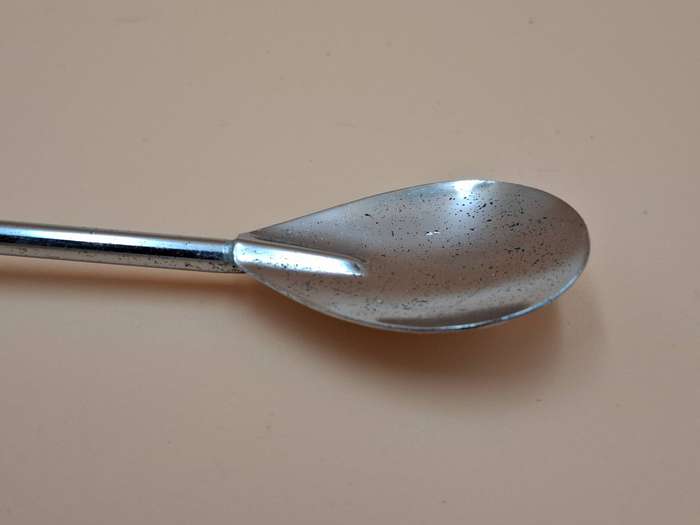 Vintage Set of Bar Accessories - two pronged fork, spoon & bottle opener with wood & brass detail