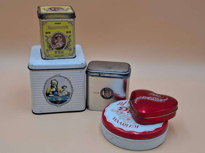 Vintage Mazawattee Tea Tin Storage Container Pair & Collection of various others
