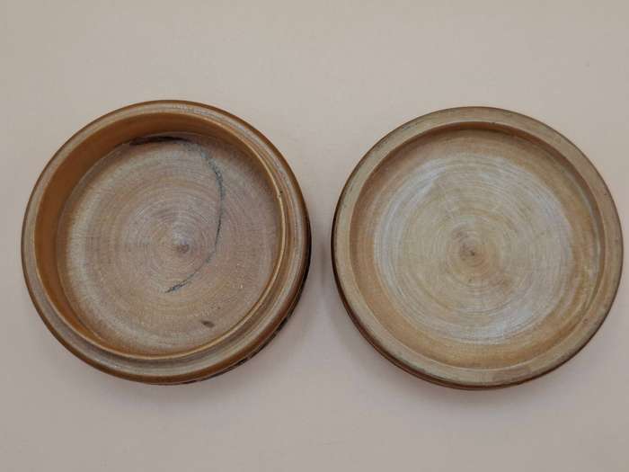 Vintage Wooden Engraved Mauchline Ware Storage Container - Made in Germany - For sewing supplies