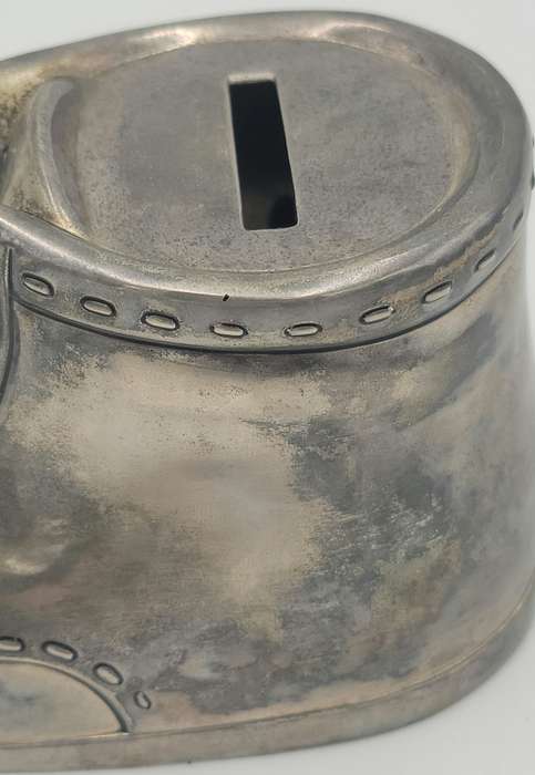 Vintage Silver Plated Baby Bootie Shoe Money Box - Great Condition
