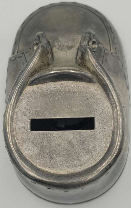 Vintage Silver Plated Baby Bootie Shoe Money Box - Great Condition