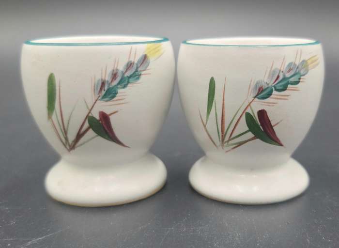Pair of Vintage Heritage Egg Cups by Denby - Hand painted wheat sheaf design