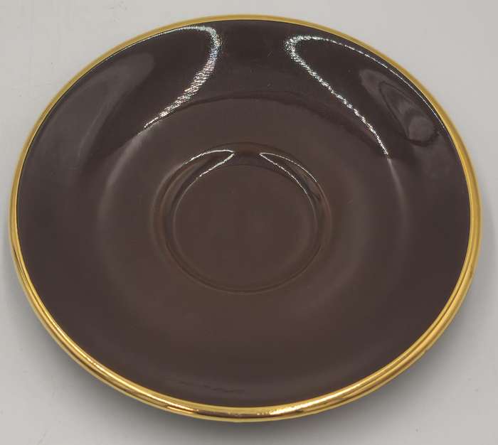 Vintage Pairs of Brown Gold Rimmed ACF Espresso Cup and Saucer - Made In Italy (6 pairs available)