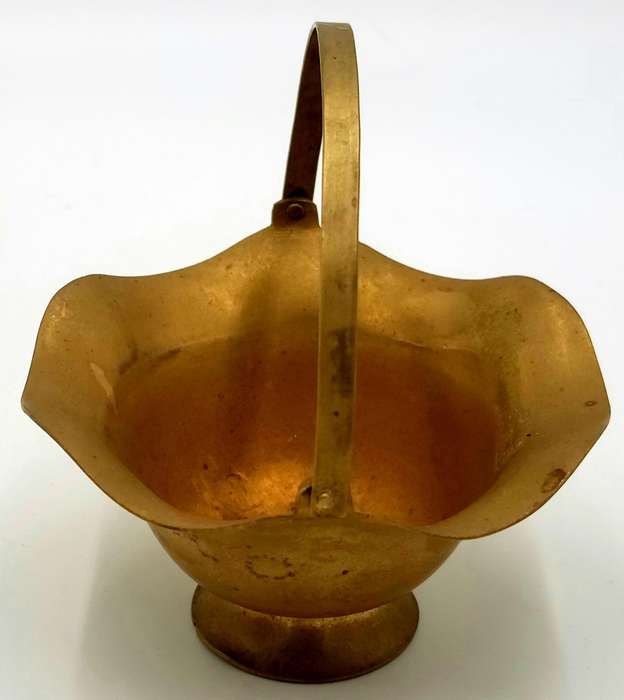 Vintage Heavy Indian Brass Trio - Water Vase/Pot, Jug & Basket - Traditional & Beautiful Colour