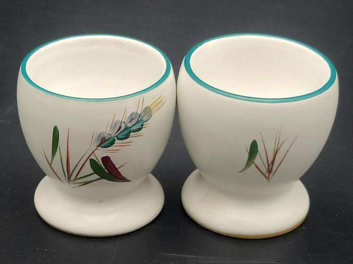 Pair of Vintage Heritage Egg Cups by Denby - Hand painted wheat sheaf design