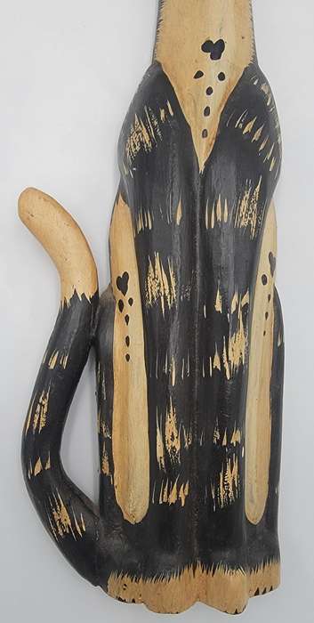 Pair of Vintage Wooden Carvings of Happy Dogs - Wall Hanging/Standing Figurines - 48cm high