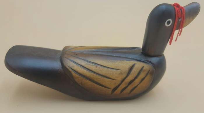 Vintage Pair of Carved Wood Traditional Korean Wedding Ducks "Kirogi"