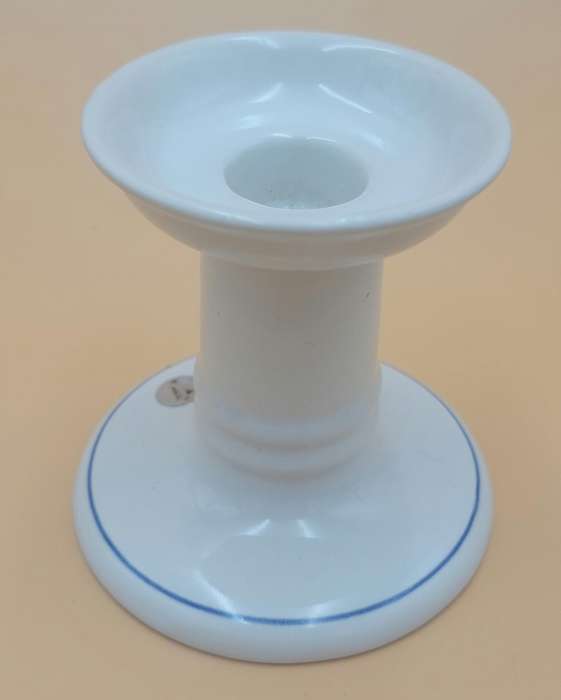 Vintage Ceramic Candle Stick with a Blue Flower