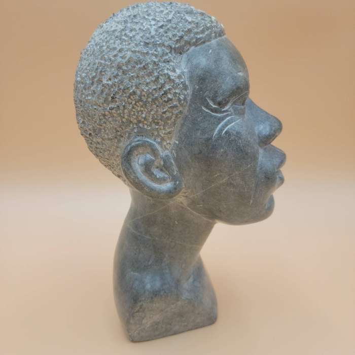 Hand Carved Soapstone Sculpture - Bust of African Man - Spectacular!