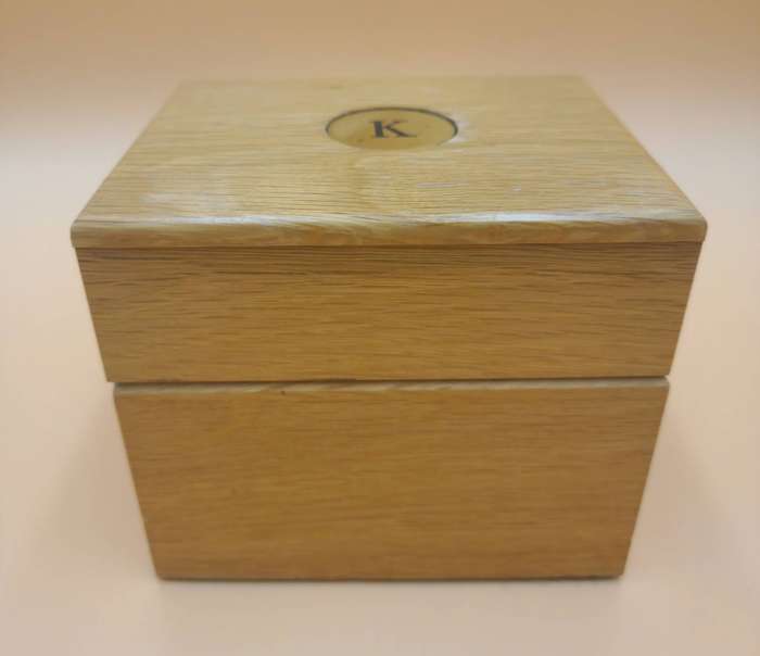 Vintage Brass & Leather with Cork Base Coaster Set of 4 in A Solid Oak Case