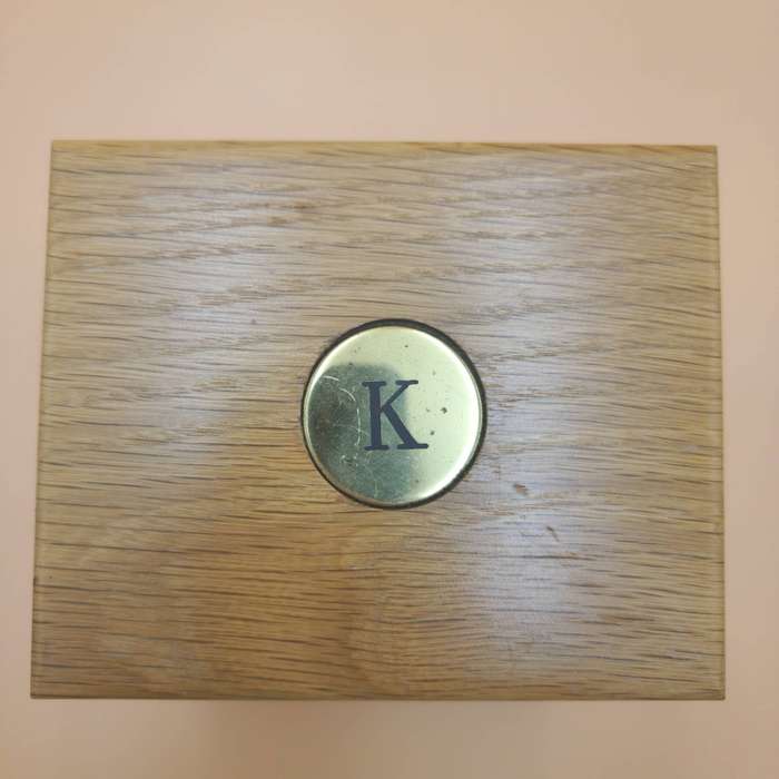 Vintage Brass & Leather with Cork Base Coaster Set of 4 in A Solid Oak Case