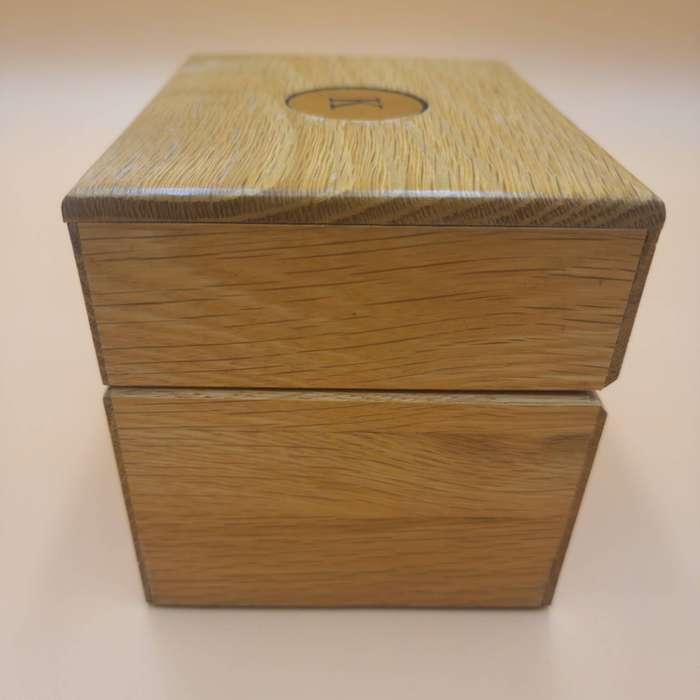 Vintage Brass & Leather with Cork Base Coaster Set of 4 in A Solid Oak Case