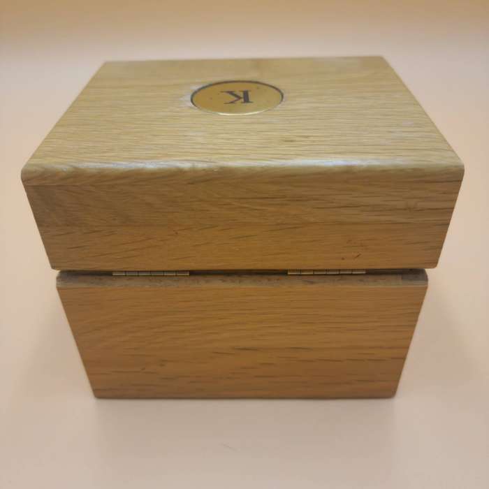 Vintage Brass & Leather with Cork Base Coaster Set of 4 in A Solid Oak Case