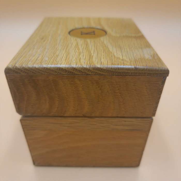 Vintage Brass & Leather with Cork Base Coaster Set of 4 in A Solid Oak Case